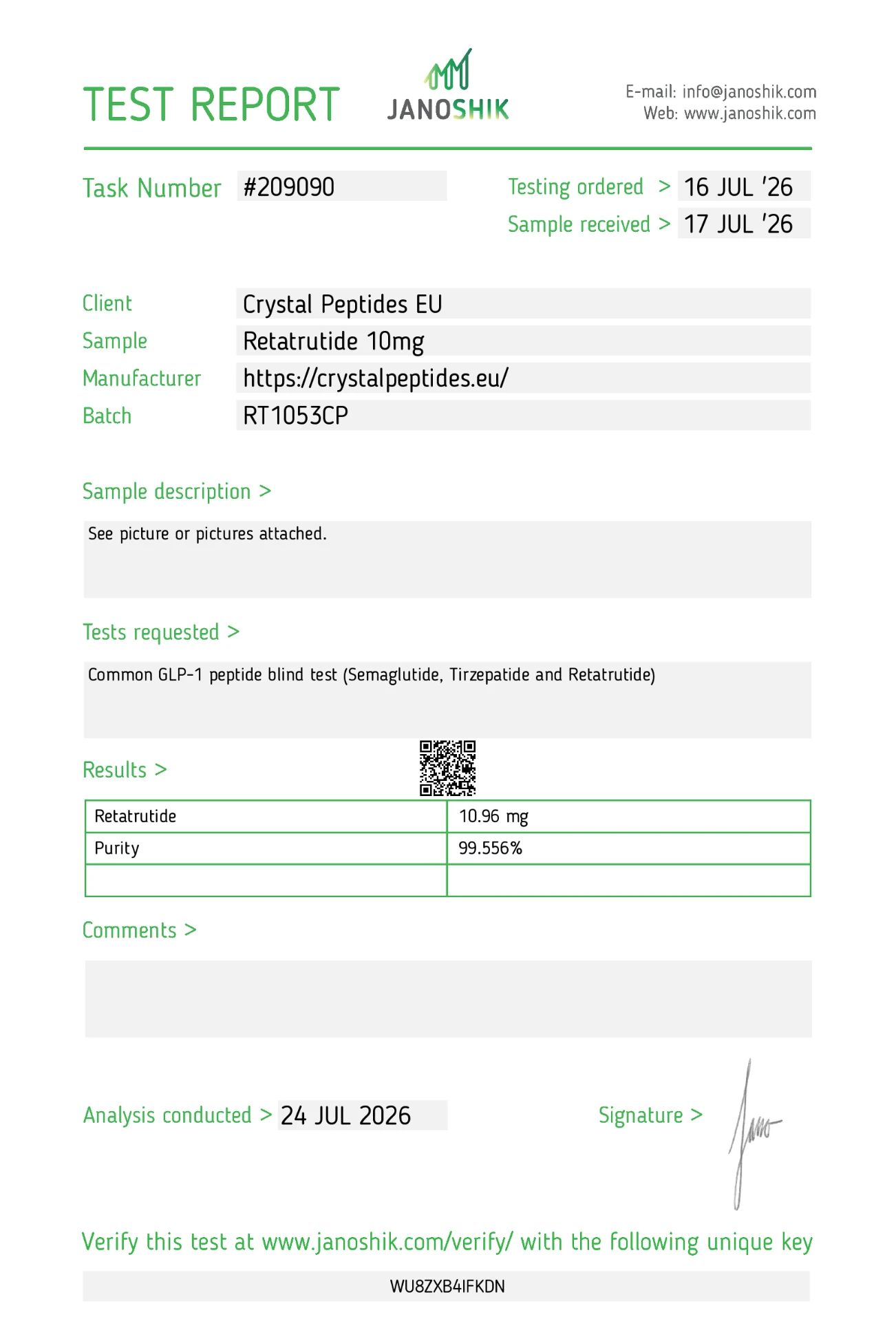 Retatrutide 10mg (Čistota a identita)