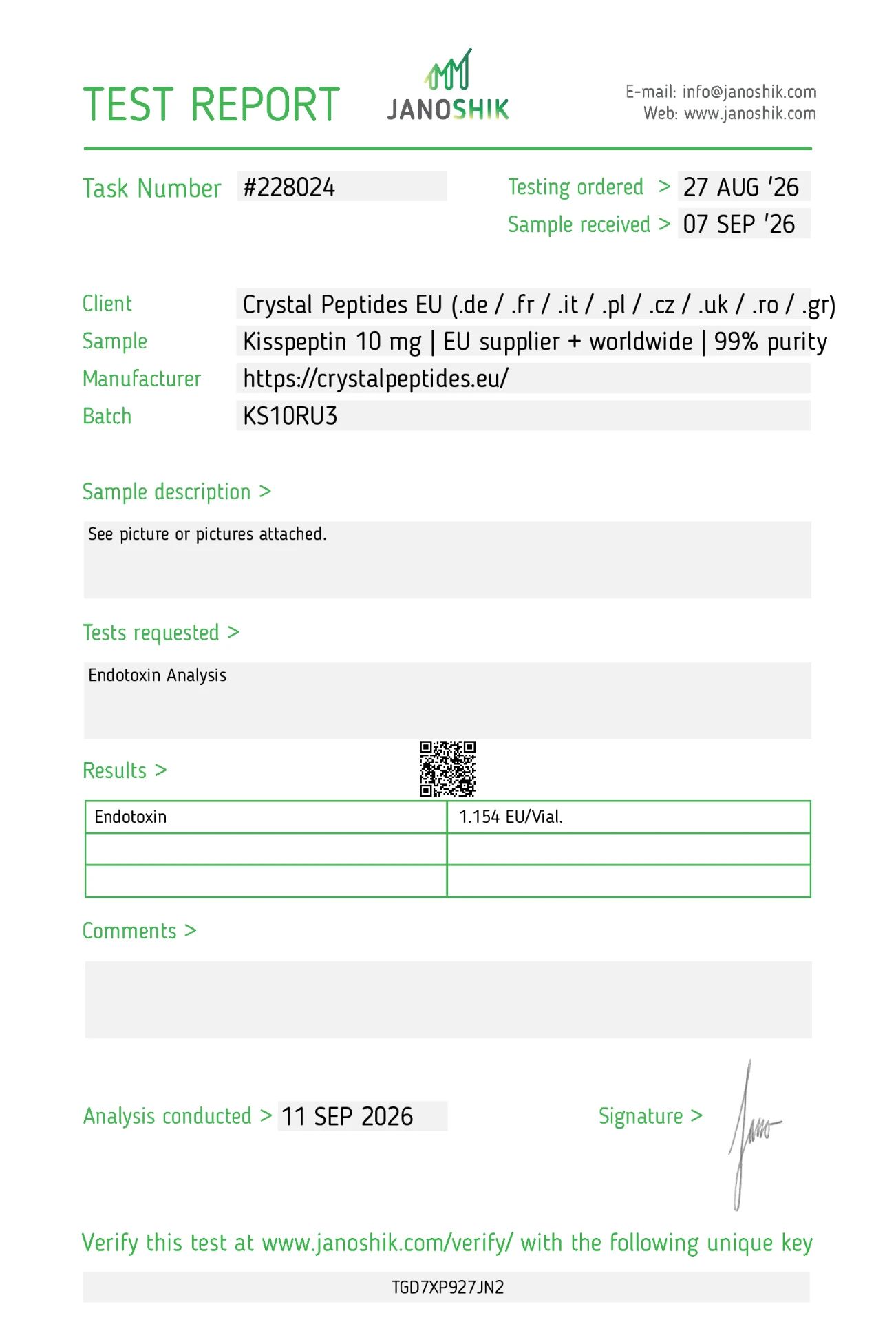 Kisspeptin 10mg (Endotoxíny)
