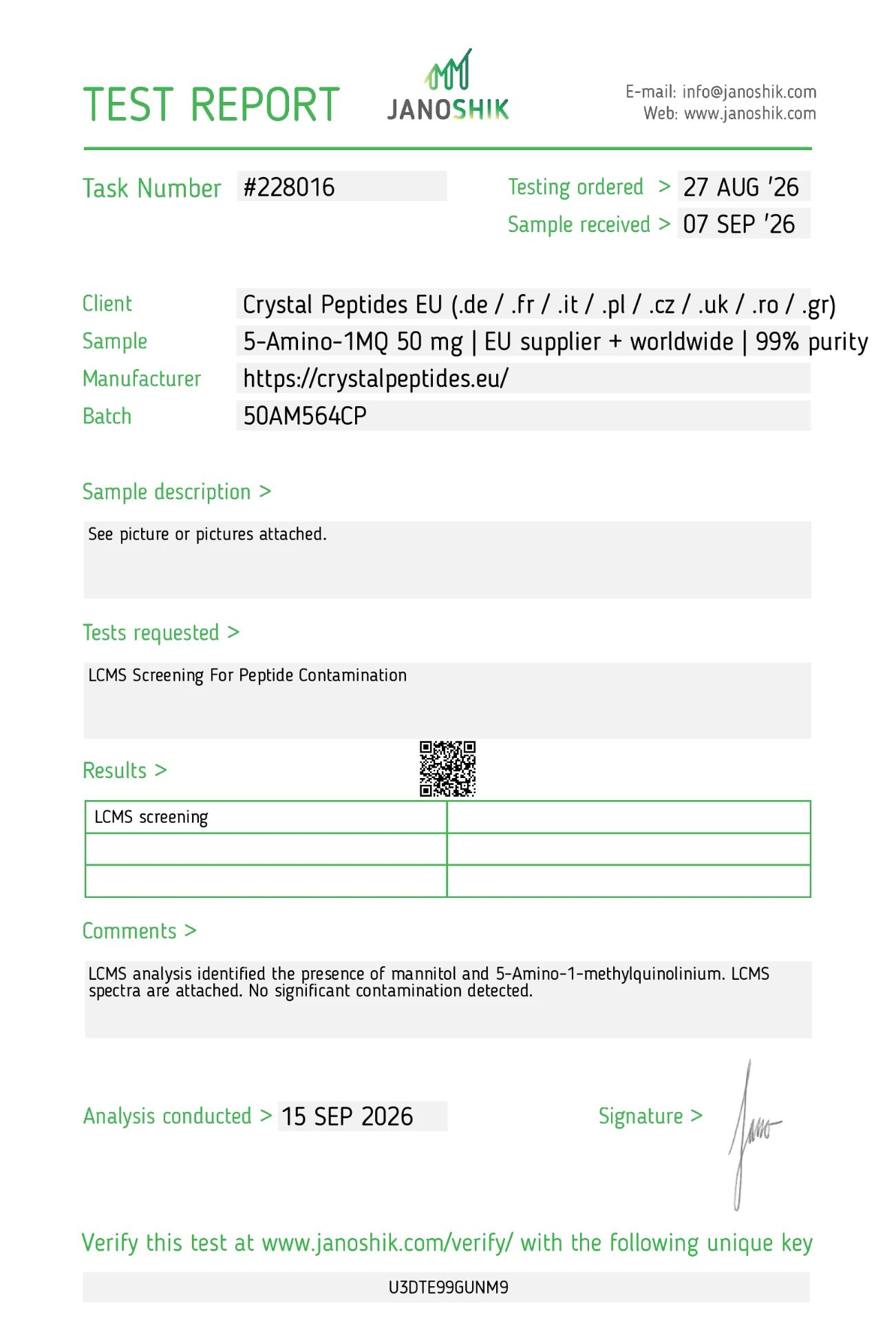5-Amino-1MQ 50mg (LC-MS skríning peptidových nečistôt)