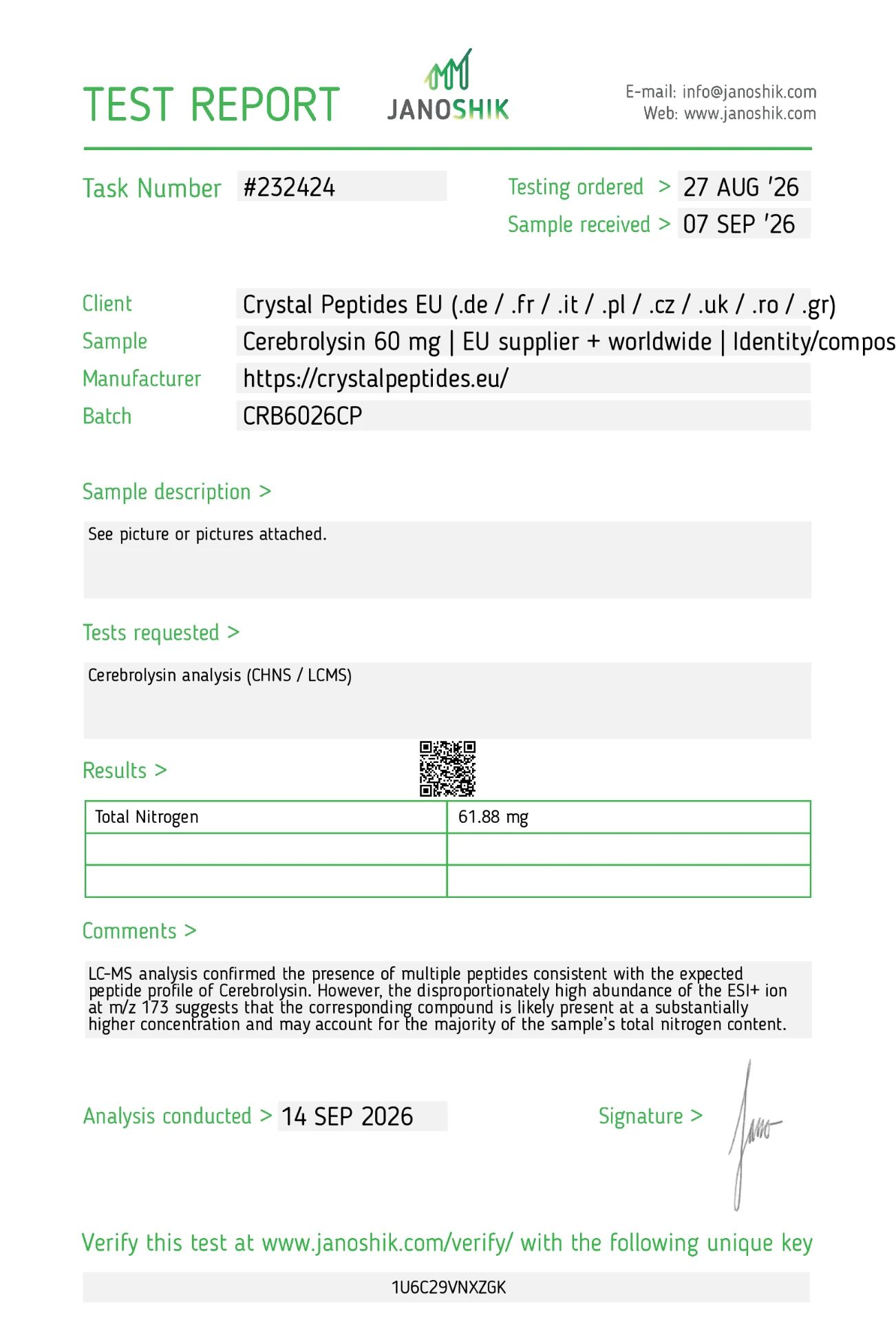 Cerebrolysin 60mg (content)