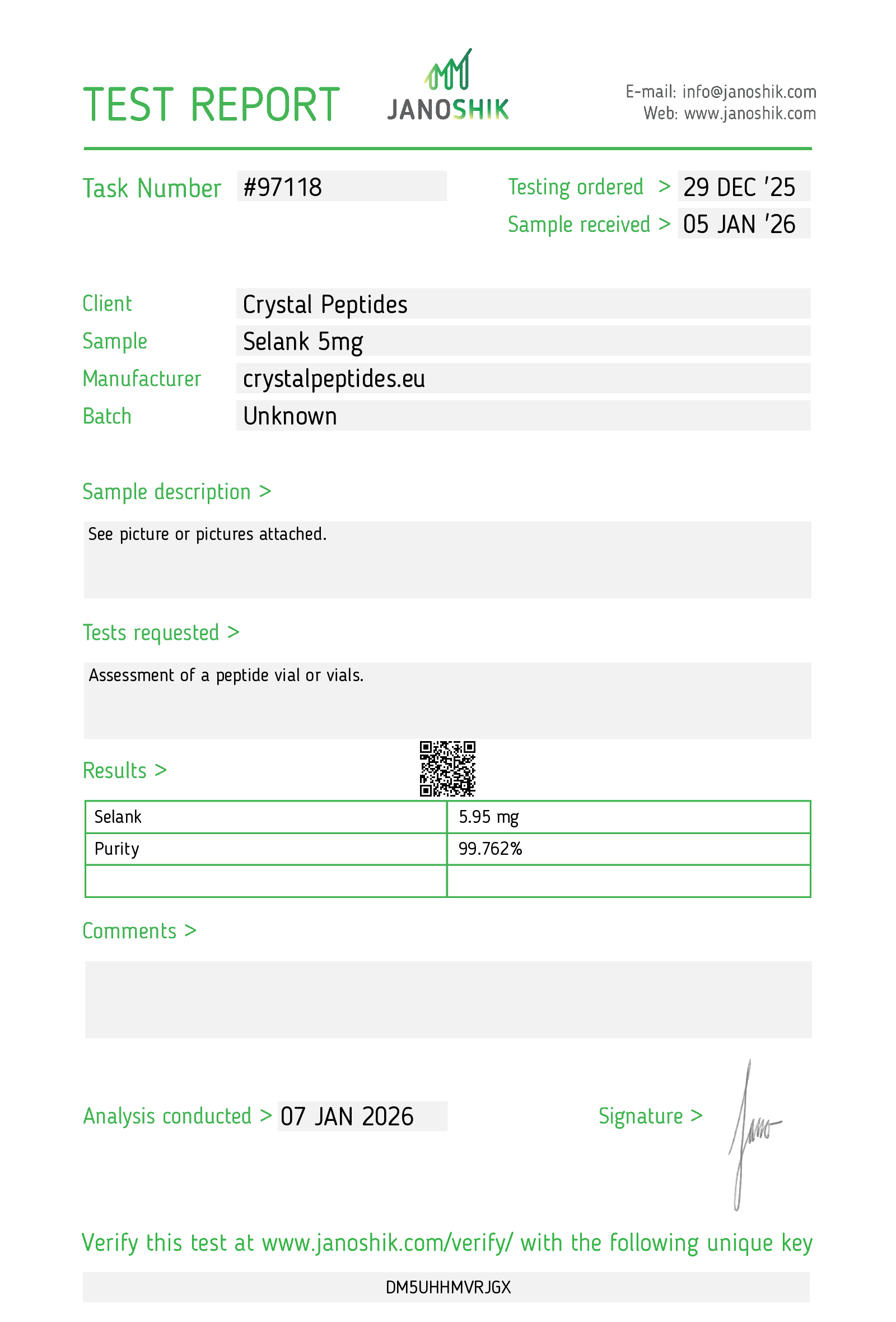 Selank 5mg Lab Test